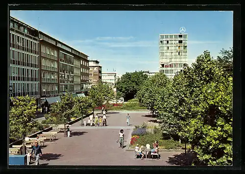 AK Kiel, Ortspartie mit Grünanlage und Mercedes-Hochhaus