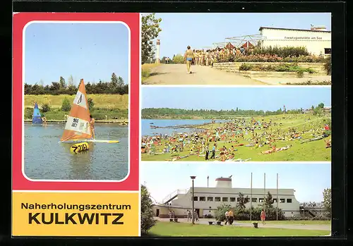 AK Kulkwitz bei Leipzig, Naherholungszentrum mit Schiffsgaststätte MS Leipzig und Freisitzgastsätte am See