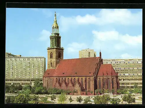 AK Berlin, Marienkirche, dahinter Neubauten