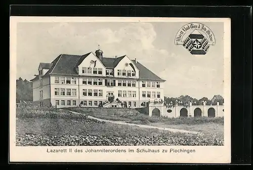 AK Plochingen, Lazarett II des Johanniterordens im Schulhaus, Wappen