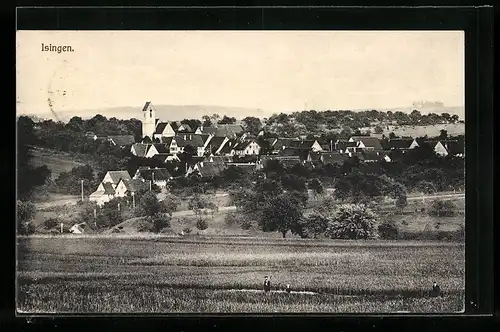 AK Isingen, Ortsansicht aus der Vogelschau