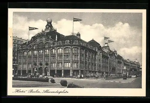 AK Berlin, Alexanderplatz, Hertie Waren- und Kaufhaus