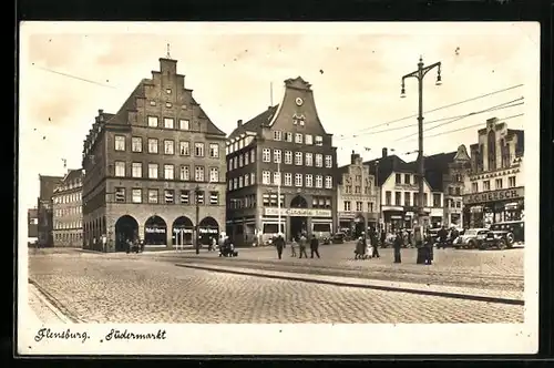 AK Flensburg, Südermarkt mit Eisdiele L. Nöbbe