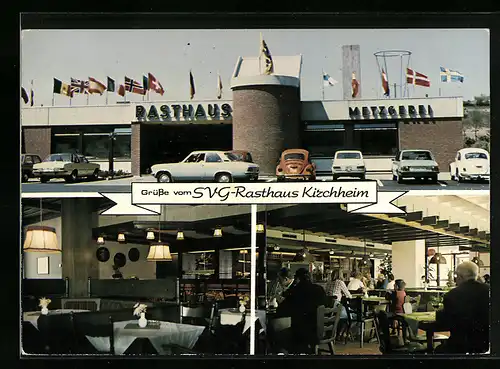 AK Kirchheim i. H., SVG-Autohof-Rasthaus Kirchheim mit Innenansichten