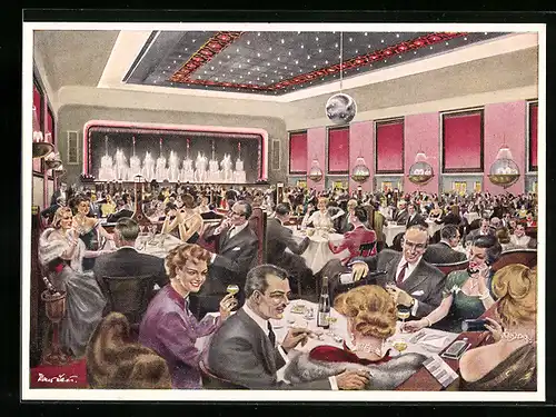 Künstler-AK Berlin-Kreuzberg, Innenansicht von Ballhaus Resi, Hasenheide 32-38