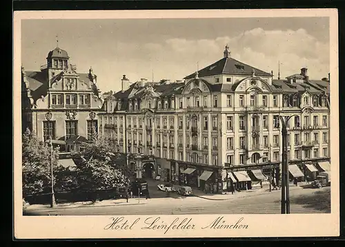 AK München, Hotel Leinfelder, Lenbachplatz 24