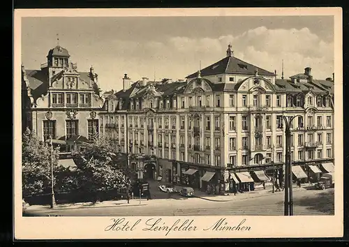 AK München, Hotel Leinfelder, Lenbachplatz 24