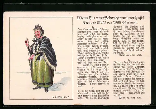 AK Lied Wenn Du eine Schwiegermutter hast!, Frau gibt Anweisungen
