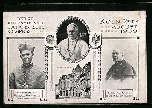 AK Köln, XX. Intern. Eucharistische Kongress 1909, Papst Pius X.