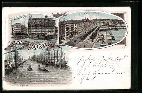Lithographie Hamburg-Neustadt, Hamburger Hof, Alter Jungfernstieg