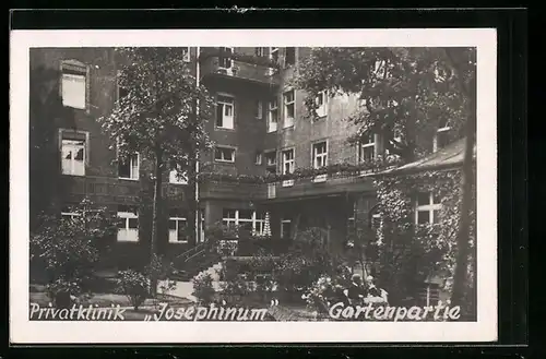 AK München, Privatklinik Josephinum, Gartenpartie, Schönfeldstrasse 16-20