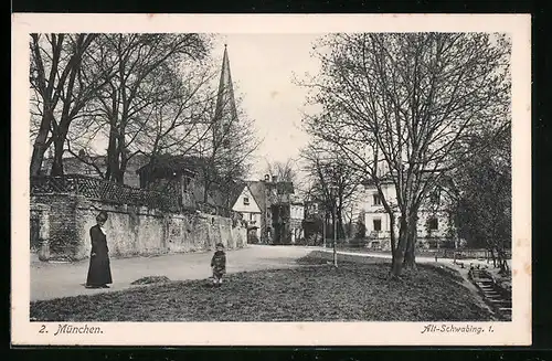 AK München, Strassenpartie in Alt-Schwabing 1