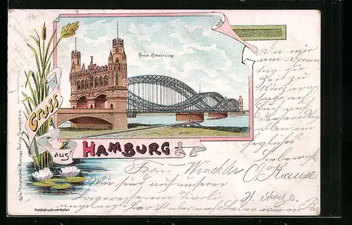 Lithographie Hamburg, Neue Elbebrücke