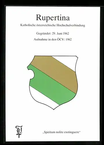 AK Rupertina, Kath. österr. Hochschulverbindung, Gegründet: 29. Juni 1962, Aufnahme in den ÖCV: 1962, Studentenwappen