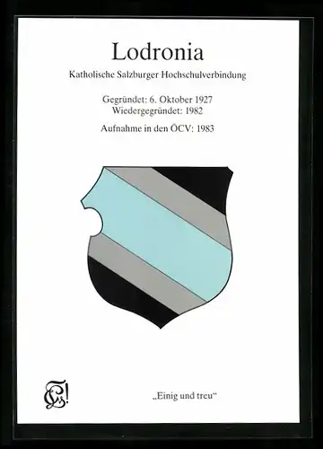 Künstler-AK Salzburg, Lodronia, Katholische Salzburger Hochschulverbindung, Gegründet 1927, Studentenwappen