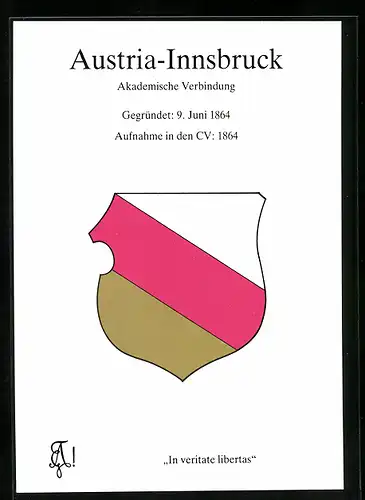 Künstler-AK Innsbruck, Austria-Innsbruck, Akademische Verbindung, Gegründet 1864, Studentenwappen