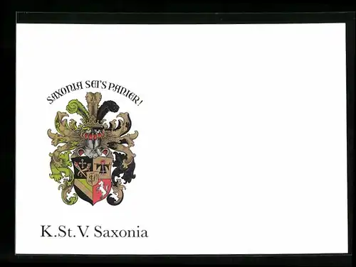 AK Saxonia sei`s Panier!, S. St. V. Saxonia, Ritterhelm und Studentenwappen