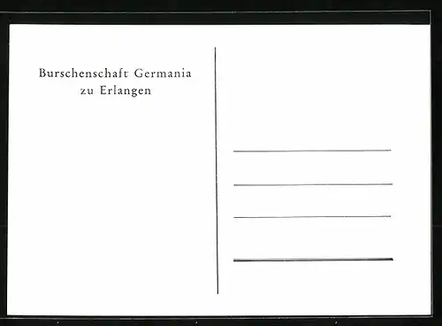 Künstler-AK Erlangen, Burschenschaft Germania, Ritterhelm und Studentenwappen