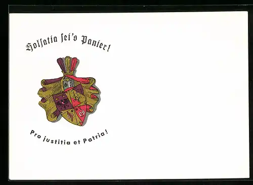 Künstler-AK Bingen /Rhein, Burschenschaft Holsatia, Ritterhelm und Studentenwappen