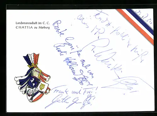 Künstler-AK Marburg, Landsmannschaft im C. C., Studentenwappen