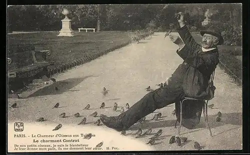 AK Paris, Le Charmeur d`Oiseaux aux Tuileries