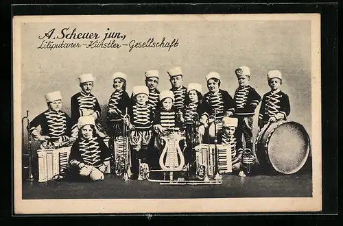 AK A. Scheuer jun., Liliputaner-Künstler-Gesellschaft