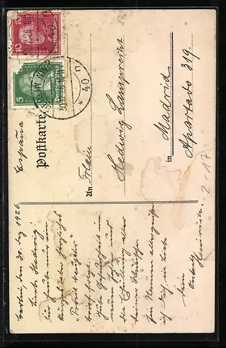 AK Winterliche Landschaft mit einer Postkutsche