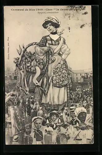 AK Carnaval de Nice 1909, Char la danse du parnier, Fasching