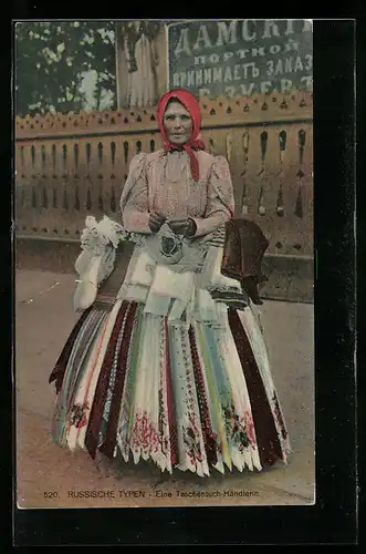 AK Russische Taschentuch-Händlerin