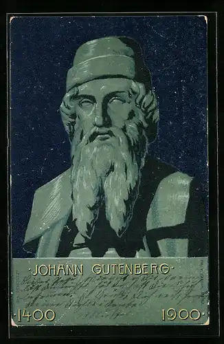 Künstler-AK Portrait Johann Gutenberg, Erfinder des Buchdruck