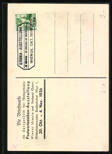 AK Wien, Postwertzeichen-Ausstellung 1936 in der Wiener Urania