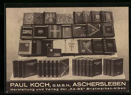 AK Aschersleben, Paul Koch GmbH, Herstellung und Verlag KA-BE Briefmarken-Alben