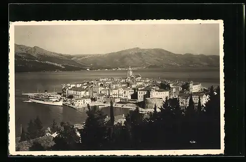 AK Korcula /Dalmatien, Panorama aus der Vogelschau