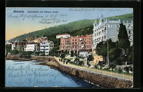 AK Abbazia, Südstrand mit Palace Hotel