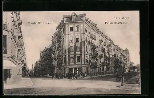 AK Strassburg, Kreuzung Manteuffelstrasse und Finkmattstrasse