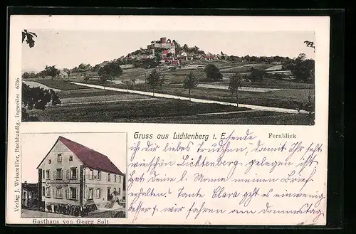 AK Lichtenberg i. E., Gasthaus von Georg Solt, Panorama