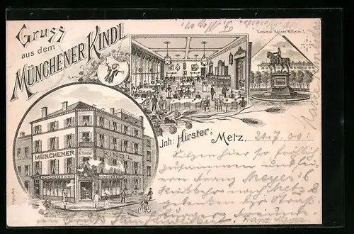 Lithographie Metz, Gasthaus Münchener Kindl, Inh.: Hirster