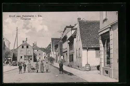 AK Habsheim i. Els, Holzgasse, Ortsansicht