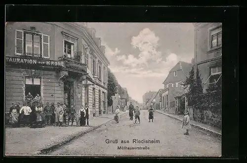 AK Riedisheim, Partie in der Mülhauserstrasse