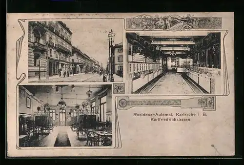 AK Karlsruhe, Residenz-Automat in der Karlfriedrichstrasse