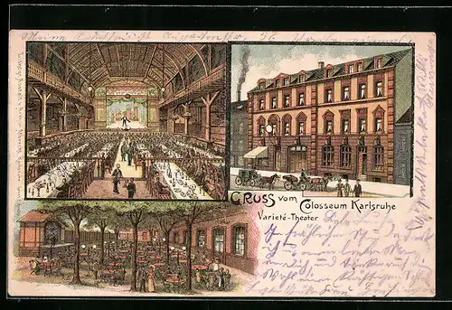 Lithographie Karlsruhe, Colosseum, Varieté-Theater