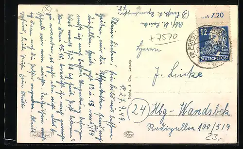 AK Forst i. Lausitz, Cottbuser Strasse mit Stadtkirche