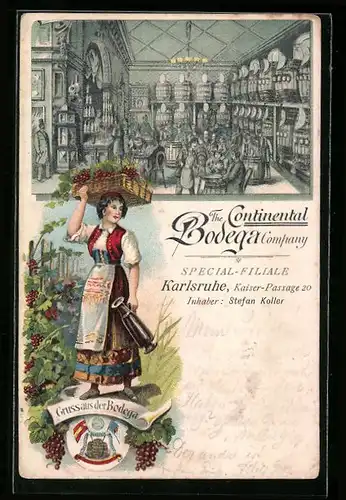 Lithographie Hannover, Gasthaus Bodega, Georgstrasse 38, The Continental Bodega Company