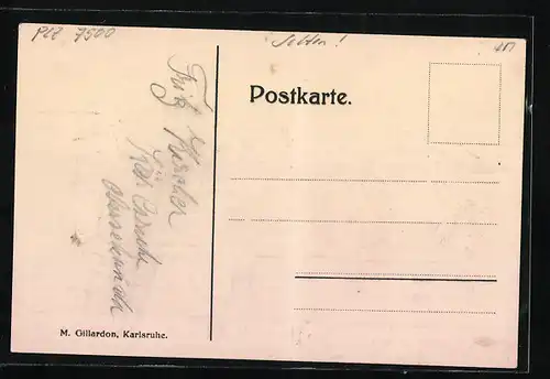 Künstler-AK Karlsruhe, Bollen U II 6, Gr. Gymnasium, Absolvia 1913