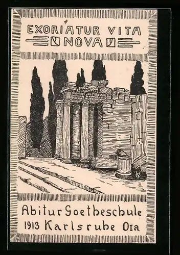 Künstler-AK Karlsruhe, Abitur Goetheschule O I a, Absolvia 1913