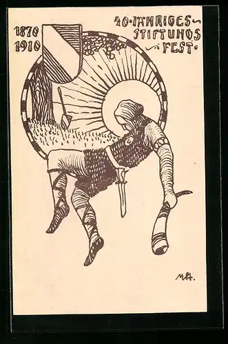 Künstler-AK Karlsruhe, 40 Jähriges Stiftungsfest, 1910, Max Stober