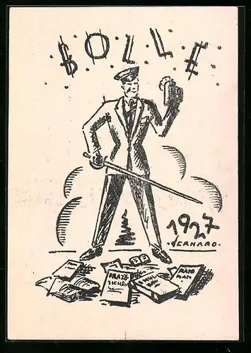 Künstler-AK Karlsruhe, Kant-Oberrealschule, Bolle 1927