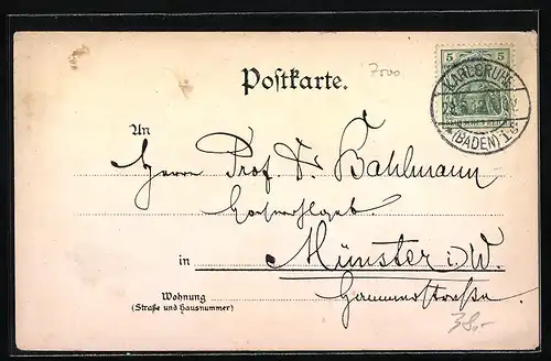 AK Karlsruhe, Kaiserstrasse mit Geschäftshaus Friedrich Blos