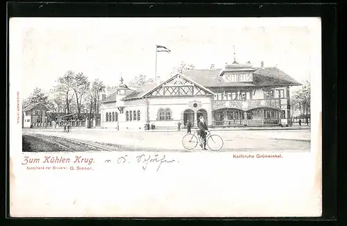 AK Karlsruhe-Grünwinkel, Gasthaus Zum kühlen Krug von G. Sinner