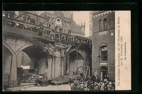 AK Berlin-Kreuzberg, Eisenbahnkatastrophe 1908, Die Unglückstätte